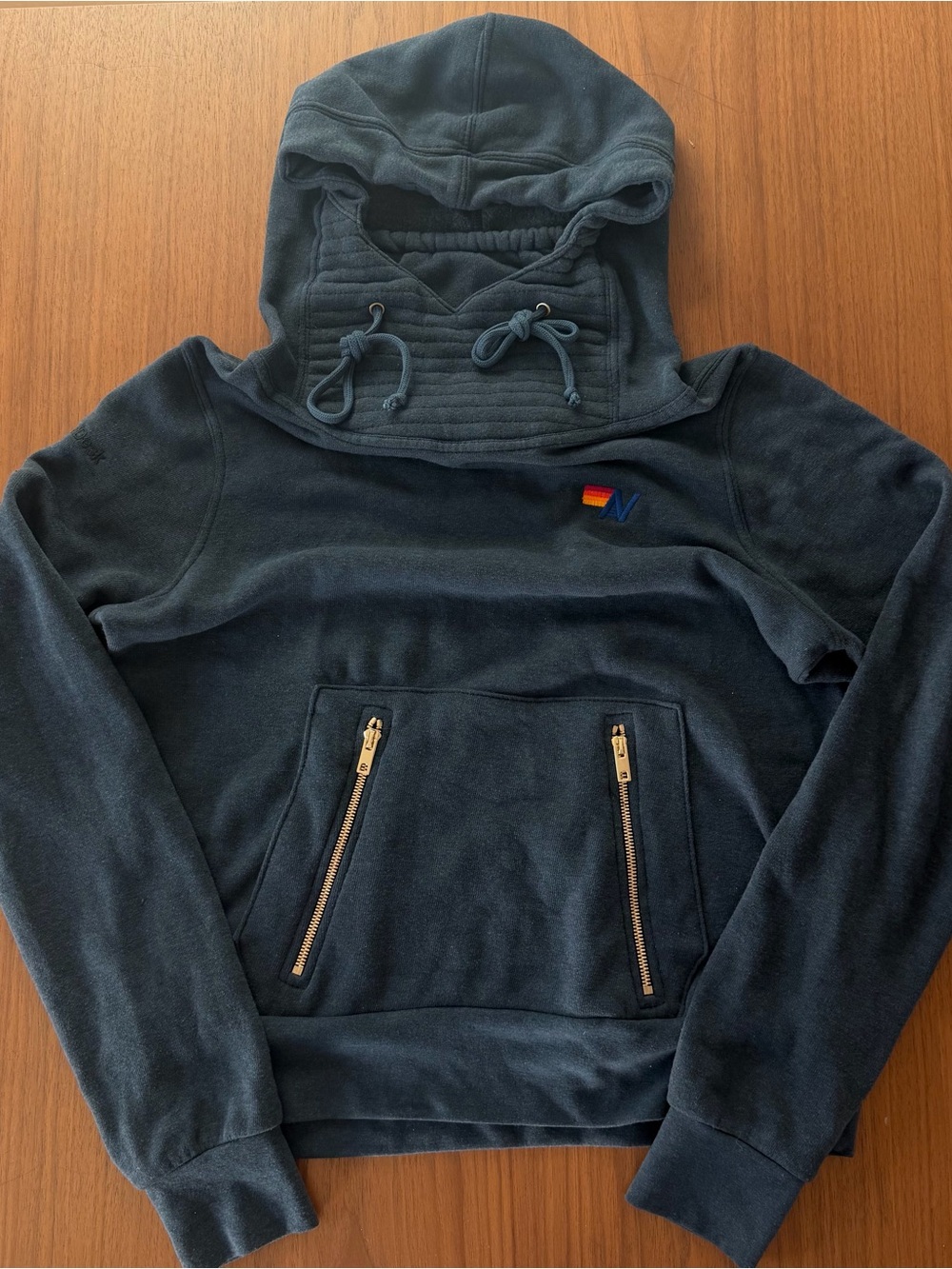 Aviator Nation Navy Hoodie with Gold Zippers